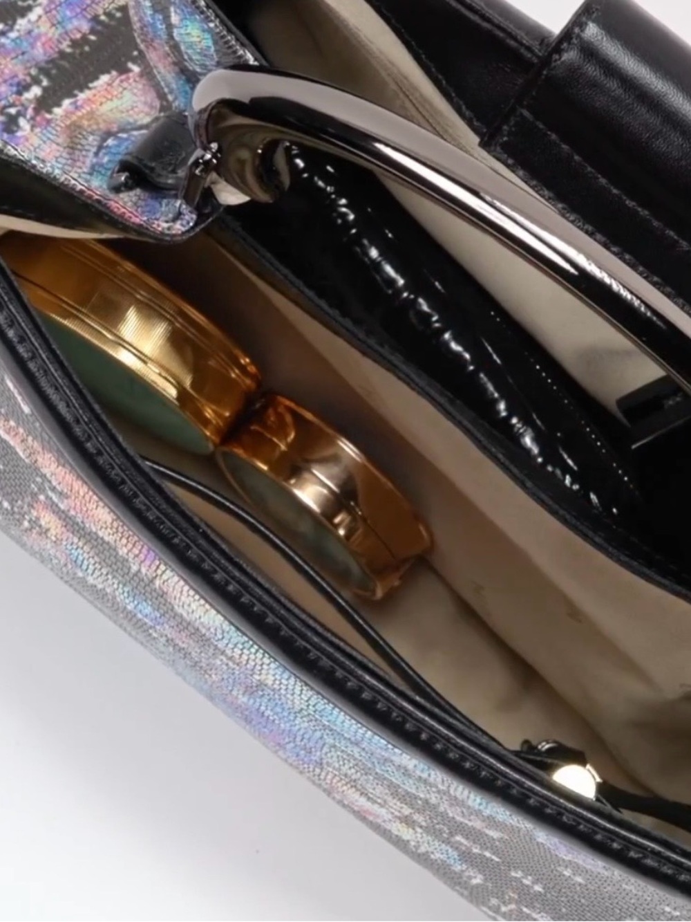 NWT Brahmin Soleil Multi Spectacle Leather Satchel Holographic Black $385 - Picture 11 of 16